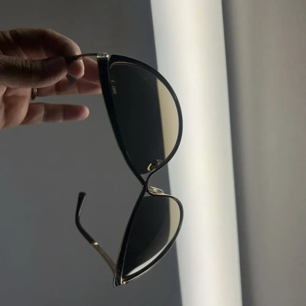 Jimmy Choo POLLY/S 000JD Gold Cat Eye Sunglasses Made in Italy Case Brown